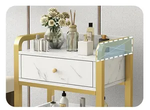 Xe đẩy salon tóc, làm đẹp, spa, chăm sóc da mặt bằng kim loại mạ vàng trắng chuyên nghiệp 2024 - Product Image 6