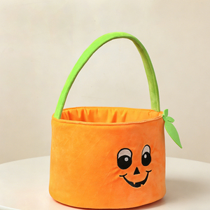 Мягкие милые пустые ведерки для Хэллоуина с аппликацией в виде тыквы, с возможностью индивидуальной печати, для конфет - Product Image 5