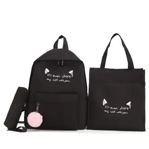 Wholesale High Quality Black Personalized Korean Kids Bagpack Backpack School Bag for Teenager Girl Boys