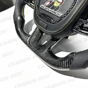 Volant en fibre de carbone forgé à fond plat, compatible avec <span class=keywords><strong>Dodge</strong></span> Challenger, Charger RT, <span class=keywords><strong>Durango</strong></span>, <span class=keywords><strong>SRT</strong></span> Hellcat, Jeep Cherokee - Product Image 4