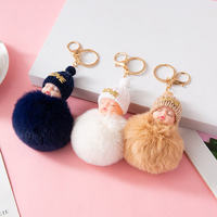 Porte-clés Poupée Bébé Endormi Colorée, Peluche Kawaii Moelleuse, Pompon, pour Femme, Breloque de Sac, Pendentif