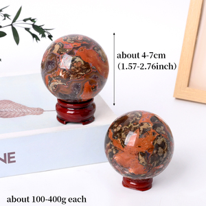 Wholesale Natural Healing <b>Crystal</b> <b>Balls</b> Druzy Red Money Agate Stone <b>Crystal</b> Spheres for Decoration - Product Image 2