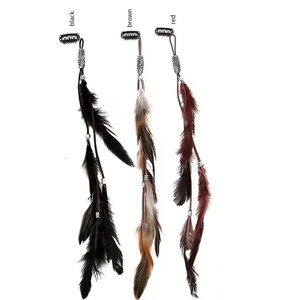 Pince à cheveux transfrontalière bohème en plumes de poulet, style ethnique rétro pour vacances en bord de mer, longue pince <span class=keywords><strong>BB</strong></span>, accessoires capillaires, coiffe indienne - Product Image 6