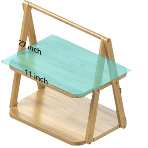 ชั้นวางผลไม้สองชั้นแบบพกพาทำจากไม้ไผ่ สำหรับใช้บนเคาน์เตอร์ครัว - Product Image 5