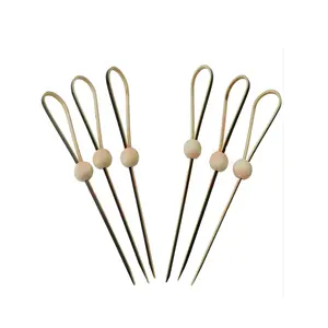 100% Natural Hight Quality China Product Bamboo Twist Knot Picks Disposable Bamboo Knot Skewers