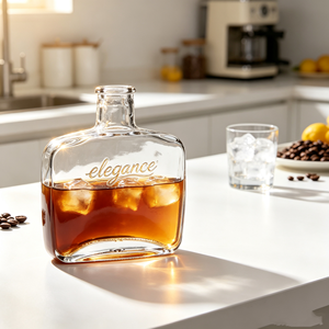 Bouteille en verre Super Flint de 100 ml pour la préparation de <span class=keywords><strong>café</strong></span> froid, <span class=keywords><strong>liqueur</strong></span> ou spiritueux, avec bec verseur étroit et bande de maintien en silicone - Product Image 3