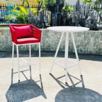 Ensemble de chaises de bar hautes modernes en aluminium rouge pour l'extérieur, chaises de salle à manger en corde, table pour bar à domicile, écologique, résistant aux intempéries