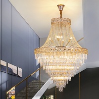 Lustres français de luxe en cristal pour la maison Villa Duplex Escaliers Hall d'hôtel et salon avec lumière principale à hauteur réglable