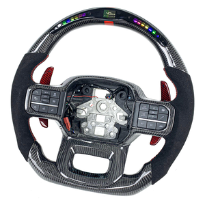 Volant de direction chauffant en fibre de carbone de style sportif personnalisé pour l'intérieur de la voiture pour Ford <span class=keywords><strong>Raptor</strong></span> F150 2021-2023 avec affichage LED Rpm - Product Image 5