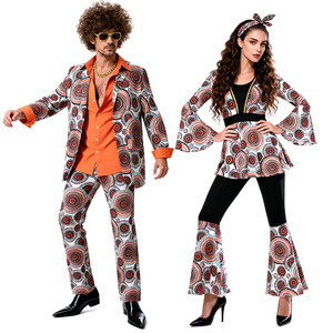 <span class=keywords><strong>Disfraz</strong></span> de Discoteca de los 70 para Hombres, Mujeres y Parejas, Pantalones Anchos con Estampado Psicodélico, Atuendo Retro Hippie para Festivales y Actuaciones en Escenario - Product Image 2