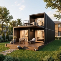 Maison préfabriquée modulaire en conteneurs, villa de luxe à 2 étages, structure en acier moderne, fabrication directe d'usine