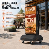 Pantalla Digital Exterior de 43 Pulgadas de Doble Cara con Batería, IP65, 2000 Nits, Pantalla Móvil de Publicidad con Ruedas