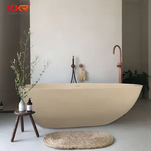人造石米色石英彩色亚克力固体表面浴桶蛋形独立式浴缸