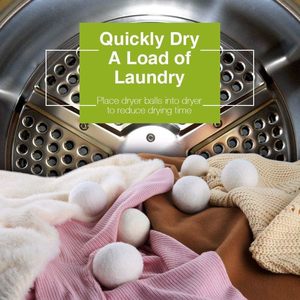 Boule de séchage en feutre absorbant l'humidité en laine blanche moelleuse pour vêtements, pour machine à laver et sèche-linge, boule et disque de lavage - Product Image 3