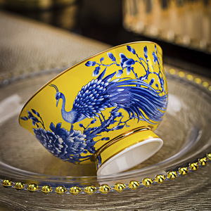 Bol à riz de 5 pouces de style chinois, en porcelaine osseuse de Jingdezhen, émail coloré, céramique haut de gamme pour hôtels et déménagement - Product Image 3