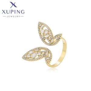 X000731388 Xuping gioielli squisito anello da donna regalo di san valentino alla moda in oro 14 carati delicato stile farfalla - Product Image 1