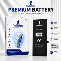 Baterai Lithium Isi Ulang DOUBLE PONY PREMIUM Berkualitas Tinggi untuk Model Iphone14pro 3200mAh Hitam Standar Tersedia