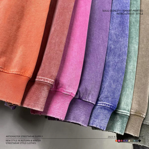 เสื้อยืดแขนยาวพิมพ์ลาย DTG แบบพัฟพริ้นท์ ลายบาติก ย้อมสีแบบแอซิดวอช ผ้าฝ้าย 100% เสื้อยืดโลโก้สั่งทำทรงโอเวอร์ไซส์ ไหล่ตก สำหรับผู้ชาย - Product Image 3