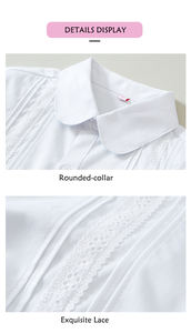 ChenYue personnalisé filles blanc uniforme <span class=keywords><strong>scolaire</strong></span> hauts à manches longues chemise <span class=keywords><strong>en</strong></span> coton avec dentelle enfants <span class=keywords><strong>en</strong></span> gros OEM vêtements de printemps - Product Image 2