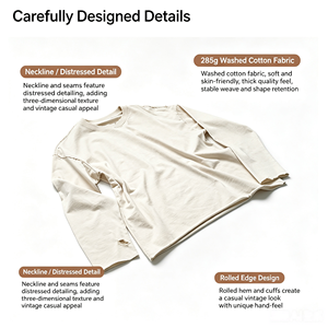 Kaos T-<span class=keywords><strong>Shirt</strong></span> Pria Desainer <span class=keywords><strong>Vintage</strong></span> 100% Katun 285g Streetwear Oversize Polos Kasual Lengan Pendek - Product Image 5