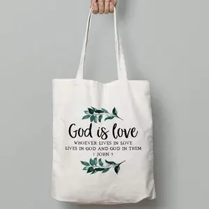 Individuelle Größe wiederverwendbar einkaufen einfarbig bio-einfach-Baumwolle Leinwand Bibelvers Tote-Tasche mit individuell bedrucktem Logo