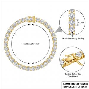 Pulsera de tenis opulenta de 15.36 ct en oro macizo de 9K/14K/18K con diamantes de laboratorio grandes engastados en pavé, ideal para una inversión de herencia. - Product Image 1