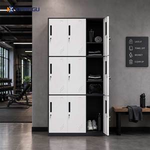 <span class=keywords><strong>Armadio</strong></span> in Acciaio a Nove <span class=keywords><strong>Ante</strong></span> Bicolore, Guardaroba <span class=keywords><strong>Metallico</strong></span> con Ripiani, Organizzatore per Camera da Letto, Scuola, Dormitorio, Casa - Product Image 2