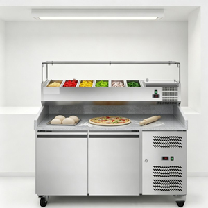 Premium Grade Refrigerated Prep Table Built With Solid Granite Worktop and Clear Glass <b>Cover</b> for Restaurant Cafe Professional - Product Image 1