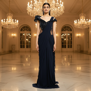 ดีไซน์หรูหรา ตัดเย็บสำเร็จ แห้งเร็ว สำหรับผ้าส่าหรีผู้หญิง ทรงปกติ เหมาะสำหรับงานเลี้ยงตอนเย็น งานเฉลิมฉลอง ทุกฤดูกาล - Product Image 1