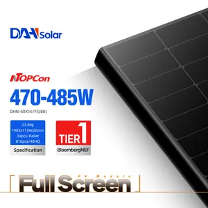 DAH Solar 30 Years Warranty All Black TOPCon 470w 475w 480w 485w N Type Solar Cells Solar Panel