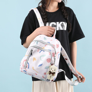 Cute Solid <b>Mini</b> <b>Backpack</b> Women Girls Lightweight Water Resistant Oxford Fabric School Travel Bag Front Zip Pockets Large - Product Image 1