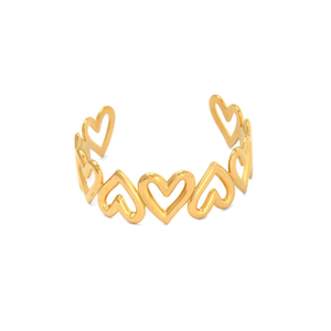 Bracelet manchette en forme de cœur plaqué or PVD, acier inoxydable 316L, durable, résistant, bijoux de mode - Product Image 2