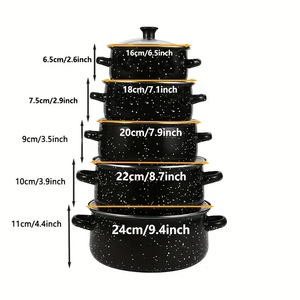 5 Pieces Non-Stick Double Ears Enameled Soup <strong>Pot</strong> <strong>Set</strong> 2025 New Style Household Kitchen Saucepan <strong>Set</strong> with Thickened Glass Lid - Product Image 6