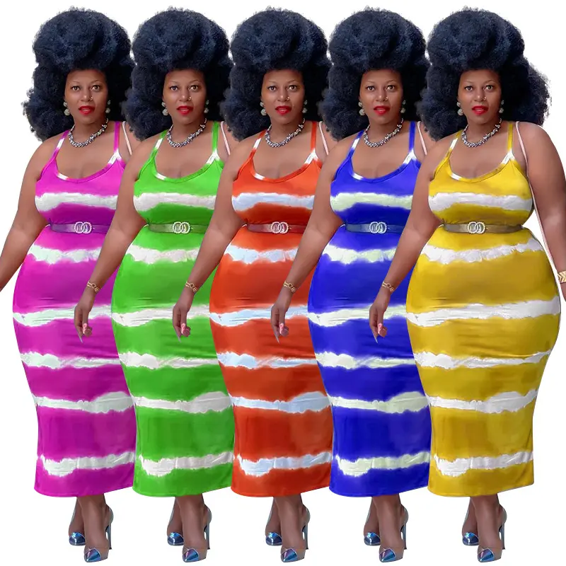 Thời Trang Phụ Nữ Dài Maxi Dress Loose XL-5xl Cộng Với Kích Thước Tie Dye In Phụ Nữ Thanh Lịch Mùa Hè Giản Dị Trượt Dresses Đối Với Phụ Nữ
