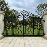 Décoration de portail en fer de style château européen sur mesure pour l'allée d'une villa. Design moderne, résistant à la corrosion, durable