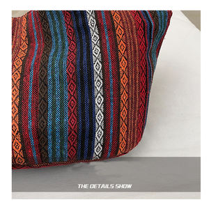 Vente en gros de sac à provisions bohème pour femmes grande capacité toile lin Hobo épaule gitane doux portable voyage fait à la main - Product Image 5