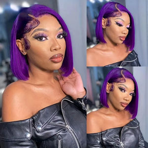 Parrucche anteriori in pizzo <span class=keywords><strong>viola</strong></span> Bob <span class=keywords><strong>capelli</strong></span> umani colorati 13x4 pani frontali corti lisci <span class=keywords><strong>viola</strong></span> parrucca Pre strappata con <span class=keywords><strong>capelli</strong></span> da bambino 16 pollici - Product Image 5