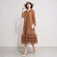 Robe plissée décontractée à volants superposés et ourlet patchwork pour femme, coupe trapèze, grande taille, vente en gros directe, haute qualité