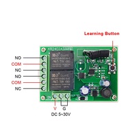 Module de commutation à distance sans fil universel 433Mhz DC 6V 12V 24V, module récepteur de relais RF 2CH DC5-30V pour maison intelligente
