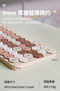 Geezer phong cách 2.4G Bàn phím BT không dây với thiết kế bàn phím lục giác thanh lịch - Product Image 3