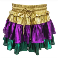 Nouvelle arrivée Mardi Gras tenue jupe Mardi carnaval violet vert or gâteau à volants bord plissé Mini jupe de cow-boy pour les femmes