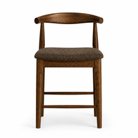 Tabouret de bar en noyer, style nordique minimaliste, chaise de comptoir en bois massif, dossier haut, chaise de bar rembourrée, tabouret d'îlot de cuisine