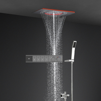 Ensemble de douche colonne de luxe à affichage numérique thermostatique, 4 fonctions, avec pommeau de douche LED effet pluie et cascade