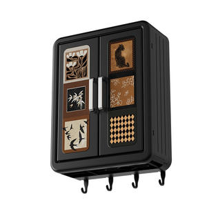 Armoire de rangement murale pour salle de bain avec panneaux décoratifs et crochets pour l'organisation des articles de toilette - Product Image 5