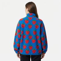 Veste polaire chaude coupe-vent à col montant zippé imprimé floral écologique pour femme, grande taille, en velours, idéale pour la course et le sport