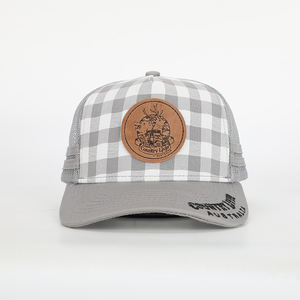 Haute qualité marque Design femmes chauffeur de camion casquette avant 5 panneaux motif à carreaux en cuir Patch à la mode chapeaux plage - Product Image 2