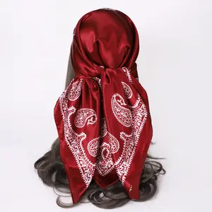 Europe American Hot Selling Hip Hop Scarf Trendy Cashew Nut Printing 90*90 CM Square Polyester Head Scarves