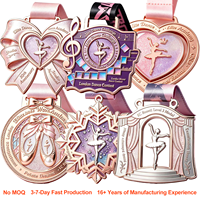 Medaglia da Competizione Moderna OEM con Logo Personalizzato, in Metallo Placcato Oro, Effetto Glitter Danza, Smalto Morbido, Forma Personalizzata, Pattinaggio Artistico, Latino