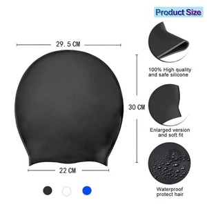 Bonnet de bain en silicone imperméable surdimensionné, haute élasticité, grande taille pour adultes, unisexe - Product Image 3