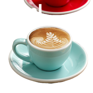 Taza y Platillo para Café de Vertido Libre, Pequeño Capuchino y <span class=keywords><strong>Doble</strong></span> <span class=keywords><strong>Espresso</strong></span>, Tazas de Cerámica para Cafetería y Barista - Product Image 4